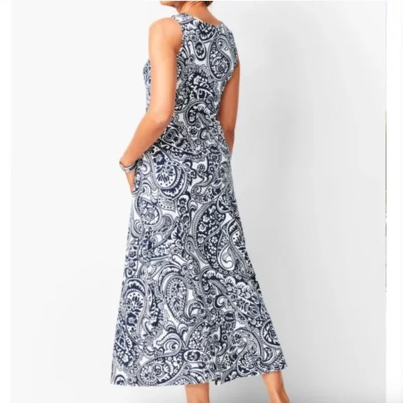 Talbots Navy/white print kniti jersey dress, M,  G1279 - Picture 2 of 8